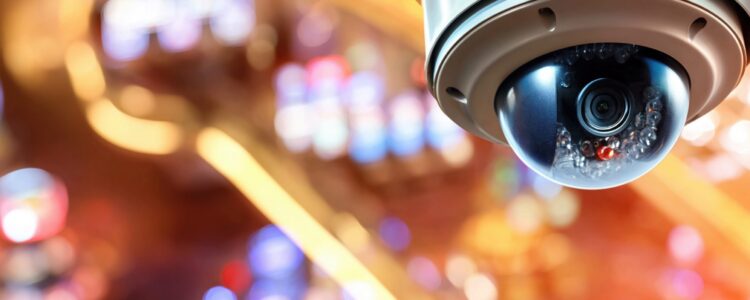 High-angle security camera monitors a vibrant