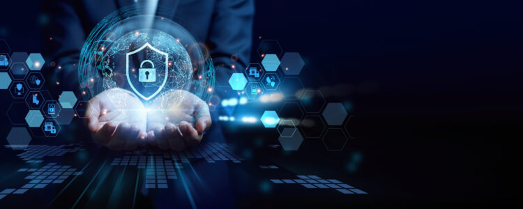 Security professional holding monitoring system. Protection and security safeguard people, assets, and information from physical and digital threats.